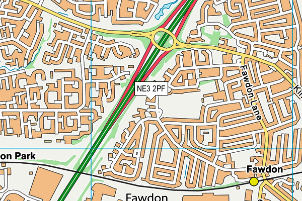 NE3 2PF map - OS VectorMap District (Ordnance Survey) NE3 2PF map - OS VectorMap District (Ordnance Survey)