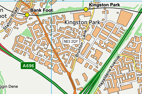 NE3 2QY map - OS VectorMap District (Ordnance Survey) NE3 2QY map - OS VectorMap District (Ordnance Survey)
