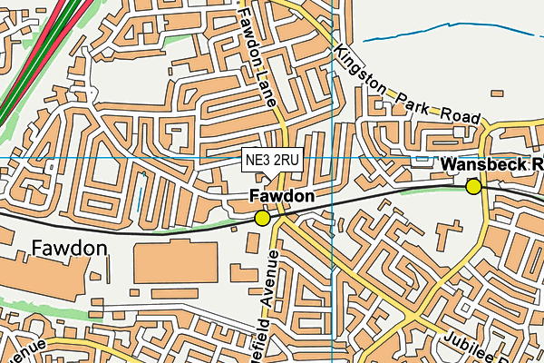 NE3 2RU map - OS VectorMap District (Ordnance Survey) NE3 2RU map - OS VectorMap District (Ordnance Survey)