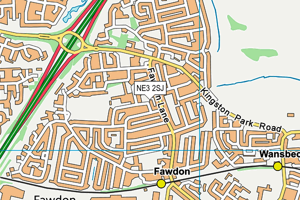 NE3 2SJ map - OS VectorMap District (Ordnance Survey) NE3 2SJ map - OS VectorMap District (Ordnance Survey)