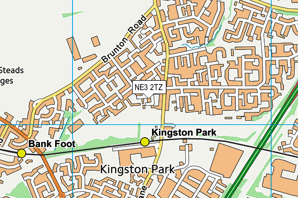 NE3 2TZ map - OS VectorMap District (Ordnance Survey)