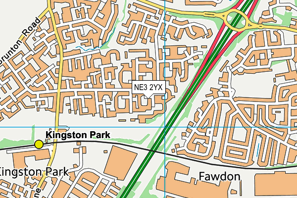NE3 2YX map - OS VectorMap District (Ordnance Survey) NE3 2YX map - OS VectorMap District (Ordnance Survey)