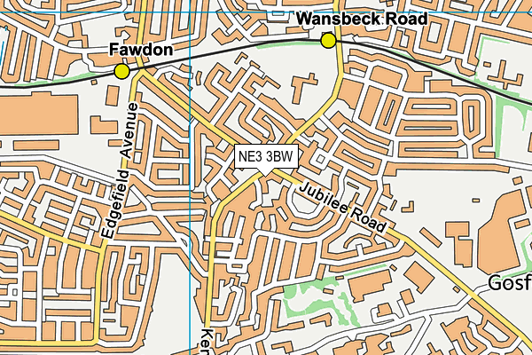 NE3 3BW map - OS VectorMap District (Ordnance Survey) NE3 3BW map - OS VectorMap District (Ordnance Survey)