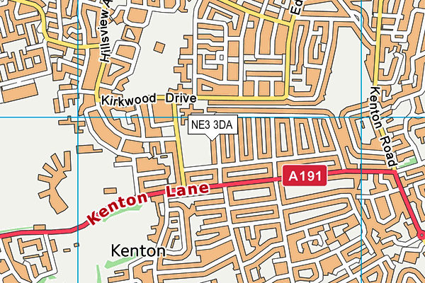 NE3 3DA map - OS VectorMap District (Ordnance Survey)