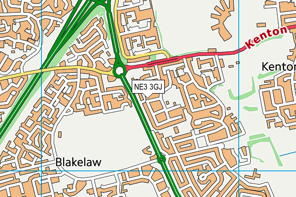 NE3 3GJ map - OS VectorMap District (Ordnance Survey) NE3 3GJ map - OS VectorMap District (Ordnance Survey)