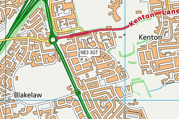 NE3 3GT map - OS VectorMap District (Ordnance Survey) NE3 3GT map - OS VectorMap District (Ordnance Survey)