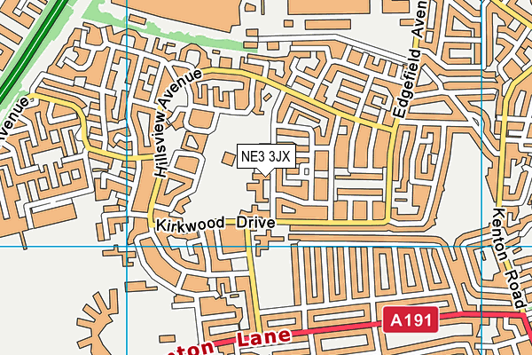 NE3 3JX map - OS VectorMap District (Ordnance Survey) NE3 3JX map - OS VectorMap District (Ordnance Survey)