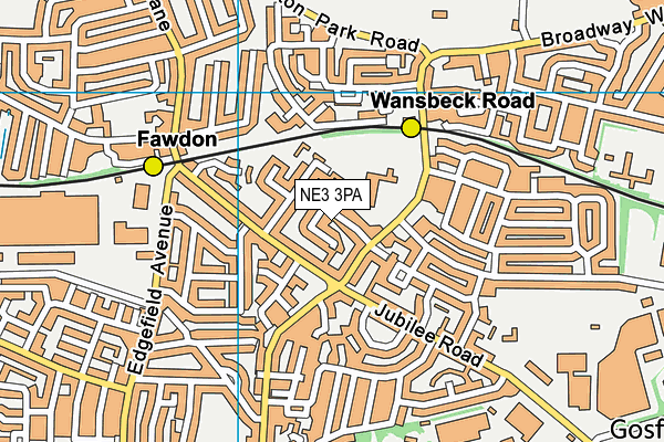 NE3 3PA map - OS VectorMap District (Ordnance Survey) NE3 3PA map - OS VectorMap District (Ordnance Survey)