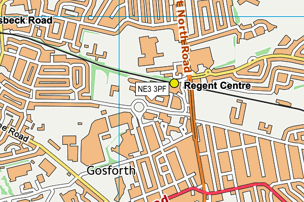 NE3 3PF map - OS VectorMap District (Ordnance Survey) NE3 3PF map - OS VectorMap District (Ordnance Survey)
