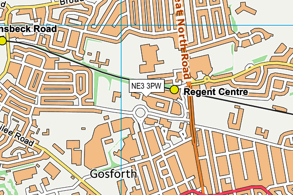NE3 3PW map - OS VectorMap District (Ordnance Survey) NE3 3PW map - OS VectorMap District (Ordnance Survey)