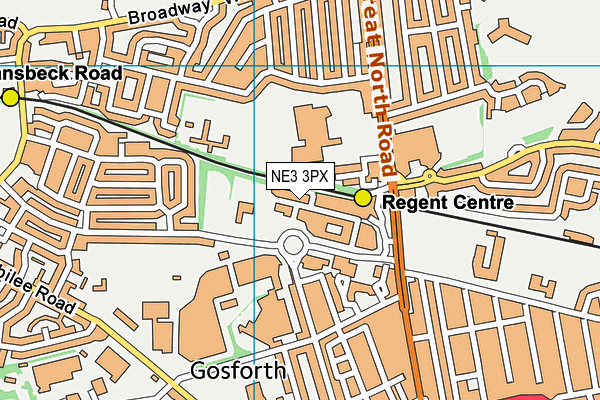NE3 3PX map - OS VectorMap District (Ordnance Survey) NE3 3PX map - OS VectorMap District (Ordnance Survey)