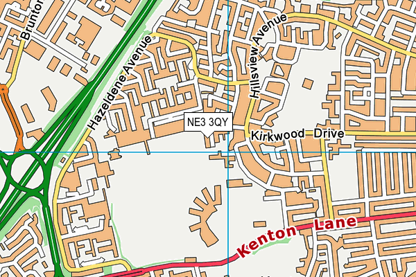 NE3 3QY map - OS VectorMap District (Ordnance Survey) NE3 3QY map - OS VectorMap District (Ordnance Survey)