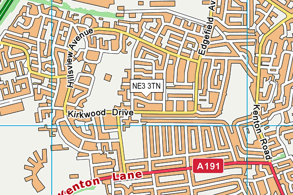 NE3 3TN map - OS VectorMap District (Ordnance Survey) NE3 3TN map - OS VectorMap District (Ordnance Survey)