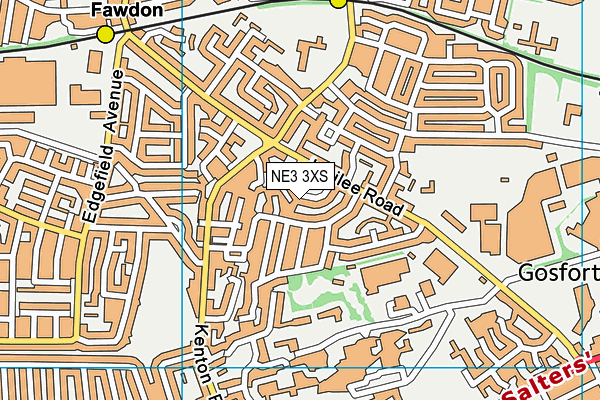 NE3 3XS map - OS VectorMap District (Ordnance Survey) NE3 3XS map - OS VectorMap District (Ordnance Survey)
