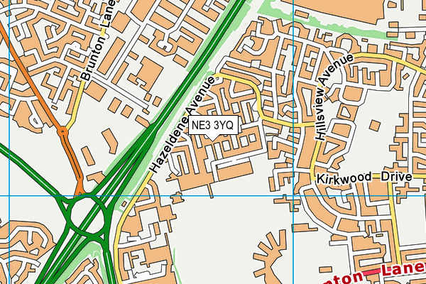 NE3 3YQ map - OS VectorMap District (Ordnance Survey) NE3 3YQ map - OS VectorMap District (Ordnance Survey)