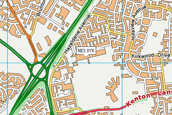 NE3 3YX map - OS VectorMap District (Ordnance Survey) NE3 3YX map - OS VectorMap District (Ordnance Survey)