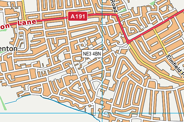NE3 4BN map - OS VectorMap District (Ordnance Survey) NE3 4BN map - OS VectorMap District (Ordnance Survey)