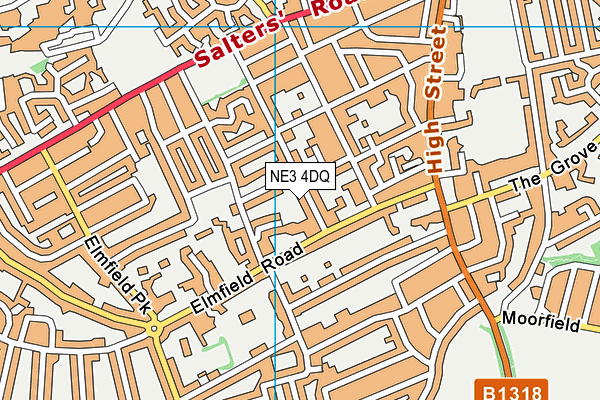 NE3 4DQ map - OS VectorMap District (Ordnance Survey)