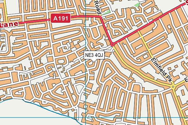 NE3 4QJ map - OS VectorMap District (Ordnance Survey) NE3 4QJ map - OS VectorMap District (Ordnance Survey)