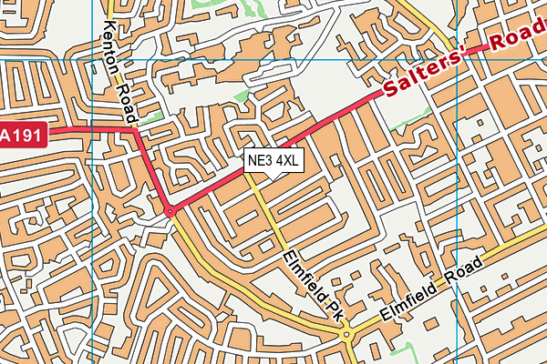 NE3 4XL map - OS VectorMap District (Ordnance Survey) NE3 4XL map - OS VectorMap District (Ordnance Survey)