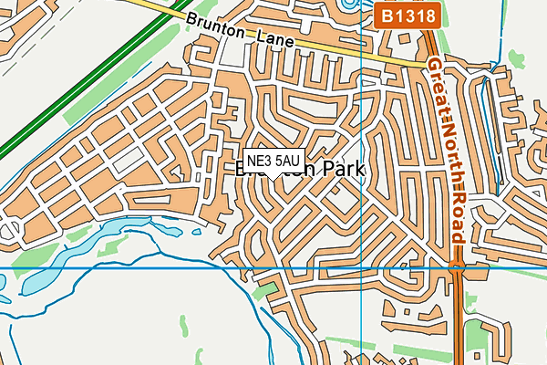 NE3 5AU map - OS VectorMap District (Ordnance Survey) NE3 5AU map - OS VectorMap District (Ordnance Survey)