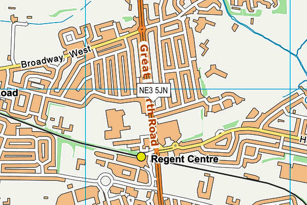 NE3 5JN map - OS VectorMap District (Ordnance Survey)