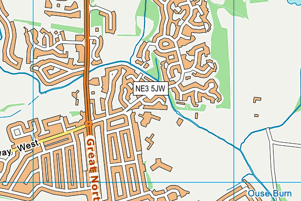 NE3 5JW map - OS VectorMap District (Ordnance Survey) NE3 5JW map - OS VectorMap District (Ordnance Survey)