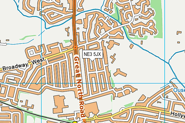 NE3 5JX map - OS VectorMap District (Ordnance Survey) NE3 5JX map - OS VectorMap District (Ordnance Survey)