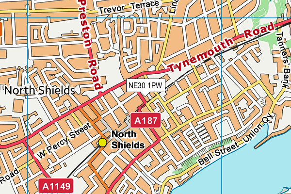 NE30 1PW map - OS VectorMap District (Ordnance Survey) NE30 1PW map - OS VectorMap District (Ordnance Survey)