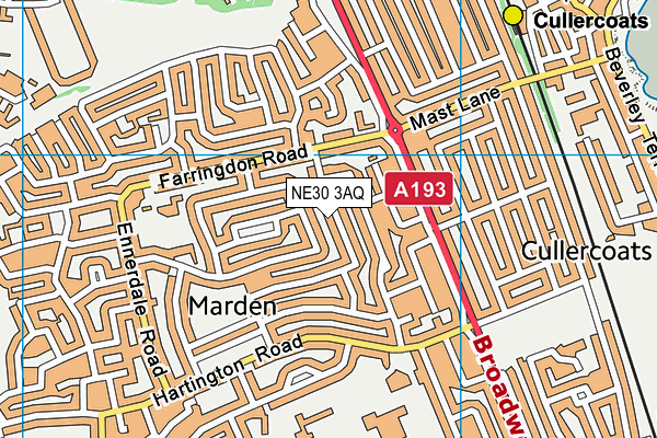 NE30 3AQ map - OS VectorMap District (Ordnance Survey)