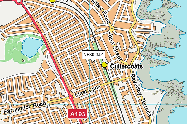 NE30 3JZ map - OS VectorMap District (Ordnance Survey)
