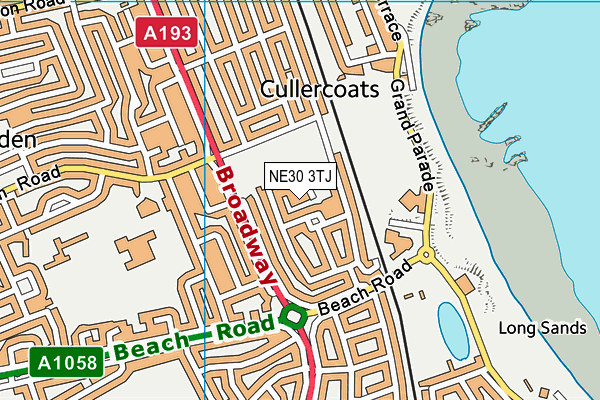 NE30 3TJ map - OS VectorMap District (Ordnance Survey)
