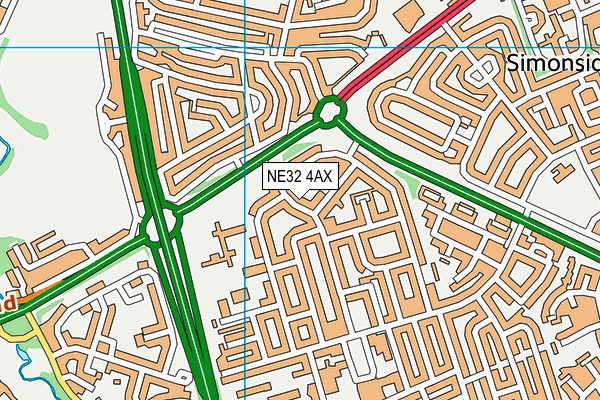 NE32 4AX map - OS VectorMap District (Ordnance Survey) NE32 4AX map - OS VectorMap District (Ordnance Survey)