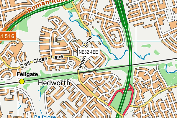NE32 4EE map - OS VectorMap District (Ordnance Survey) NE32 4EE map - OS VectorMap District (Ordnance Survey)