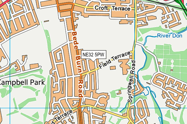 NE32 5PW map - OS VectorMap District (Ordnance Survey) NE32 5PW map - OS VectorMap District (Ordnance Survey)