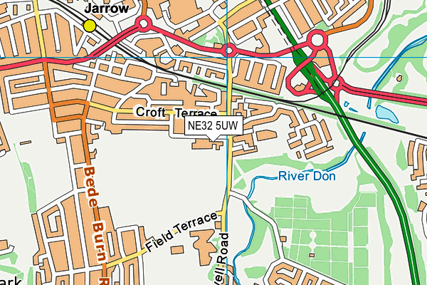 NE32 5UW map - OS VectorMap District (Ordnance Survey)