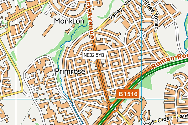 NE32 5YB map - OS VectorMap District (Ordnance Survey)