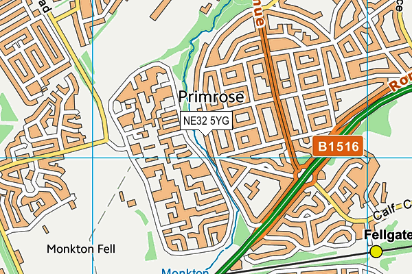 NE32 5YG map - OS VectorMap District (Ordnance Survey)