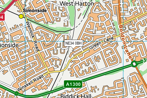 NE34 0BH map - OS VectorMap District (Ordnance Survey)