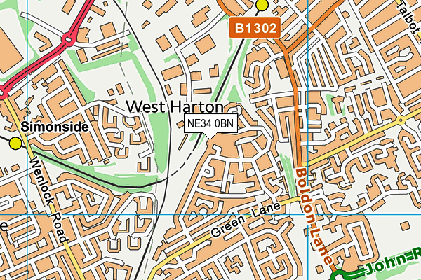 NE34 0BN map - OS VectorMap District (Ordnance Survey) NE34 0BN map - OS VectorMap District (Ordnance Survey)