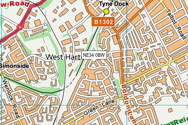 NE34 0BW map - OS VectorMap District (Ordnance Survey) NE34 0BW map - OS VectorMap District (Ordnance Survey)