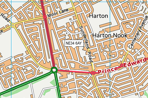 NE34 6AY map - OS VectorMap District (Ordnance Survey)