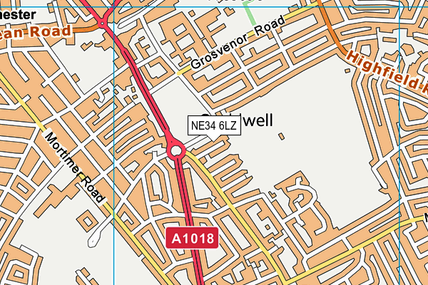 NE34 6LZ map - OS VectorMap District (Ordnance Survey)