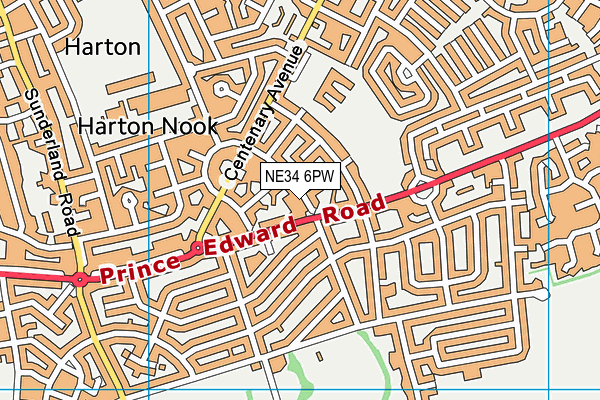 NE34 6PW map - OS VectorMap District (Ordnance Survey) NE34 6PW map - OS VectorMap District (Ordnance Survey)
