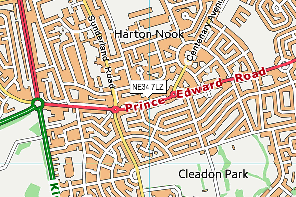 NE34 7LZ map - OS VectorMap District (Ordnance Survey)