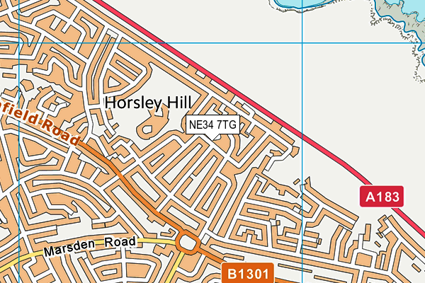 NE34 7TG map - OS VectorMap District (Ordnance Survey)