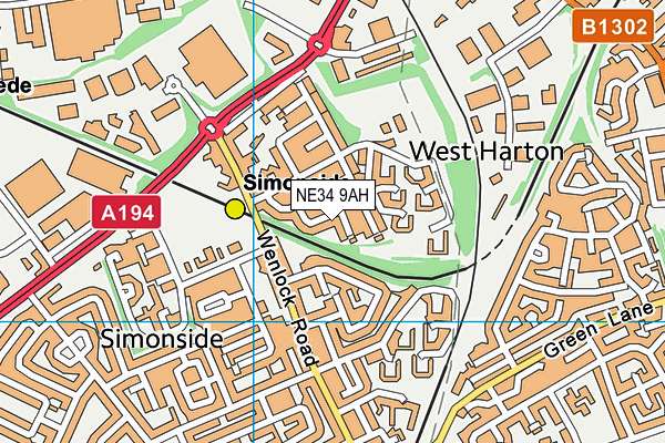 NE34 9AH map - OS VectorMap District (Ordnance Survey)