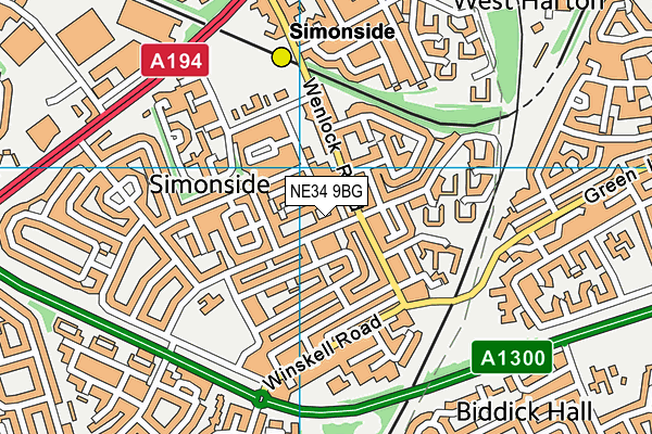 NE34 9BG map - OS VectorMap District (Ordnance Survey) NE34 9BG map - OS VectorMap District (Ordnance Survey)