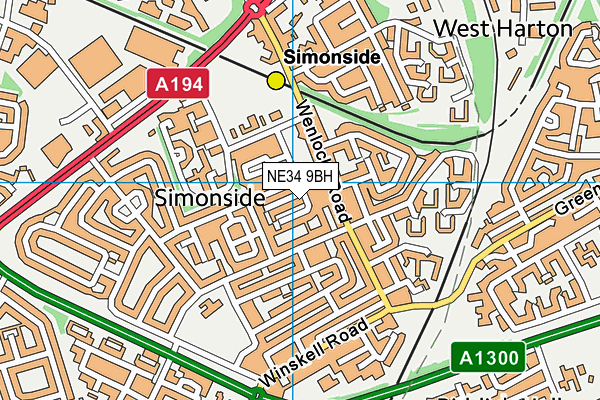 NE34 9BH map - OS VectorMap District (Ordnance Survey) NE34 9BH map - OS VectorMap District (Ordnance Survey)