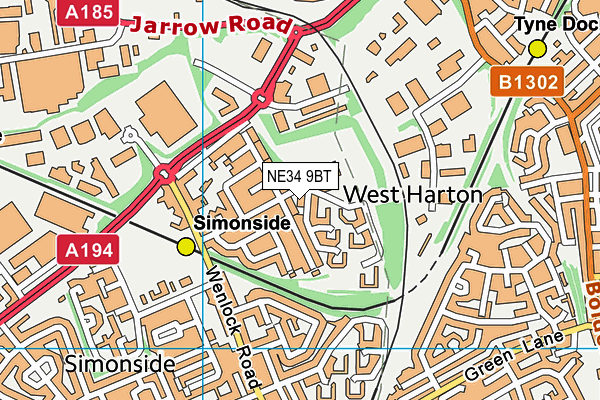 NE34 9BT map - OS VectorMap District (Ordnance Survey) NE34 9BT map - OS VectorMap District (Ordnance Survey)